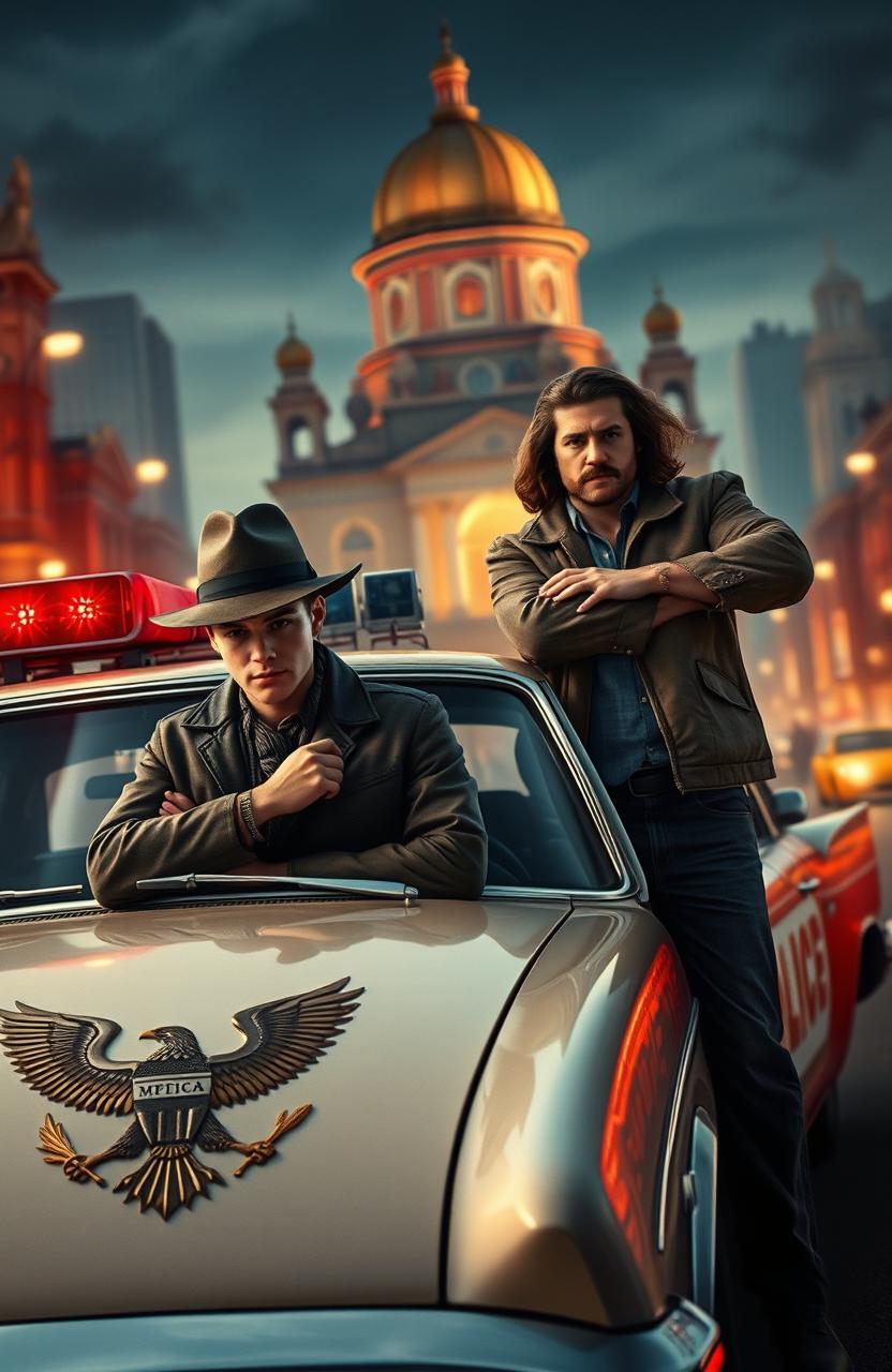 A dramatic scene set in an alternate-reality America depicted as an empire