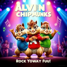 A lively and entertaining movie poster for 'Alvin and the Chipmunks: The Munk of Life', released in 2021
