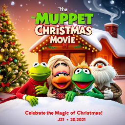 A heartwarming movie poster for 'The Muppet Christmas Movie', released in 2021