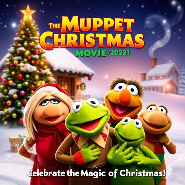 A heartwarming movie poster for 'The Muppet Christmas Movie', released in 2021