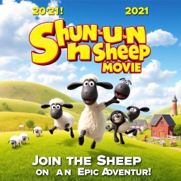 A charming movie poster for 'Shaun the Sheep Movie', released in 2021, celebrating the beloved character's cinematic adventure