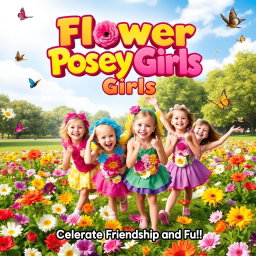 A delightful and colorful movie poster for 'Flower Posey Girls', released in 2010