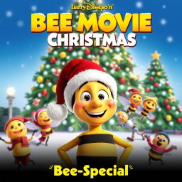 A vibrant and colorful movie poster for 'BEE MOVIE CHRISTMAS: Bee-Special (2012)', featuring the beloved character Barry B