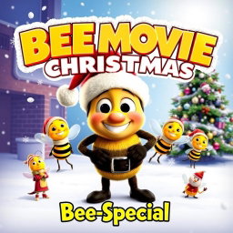 A vibrant and colorful movie poster for 'BEE MOVIE CHRISTMAS: Bee-Special (2012)', featuring the beloved character Barry B