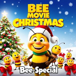 A vibrant and colorful movie poster for 'BEE MOVIE CHRISTMAS: Bee-Special (2012)', featuring the beloved character Barry B