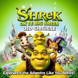 An eye-catching movie poster for 'Shrek on the 3D Big Screen', released in 2012