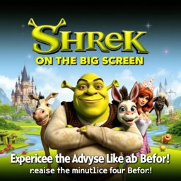 An eye-catching movie poster for 'Shrek on the 3D Big Screen', released in 2012
