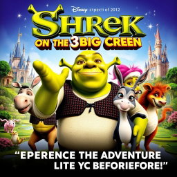 An eye-catching movie poster for 'Shrek on the 3D Big Screen', released in 2012