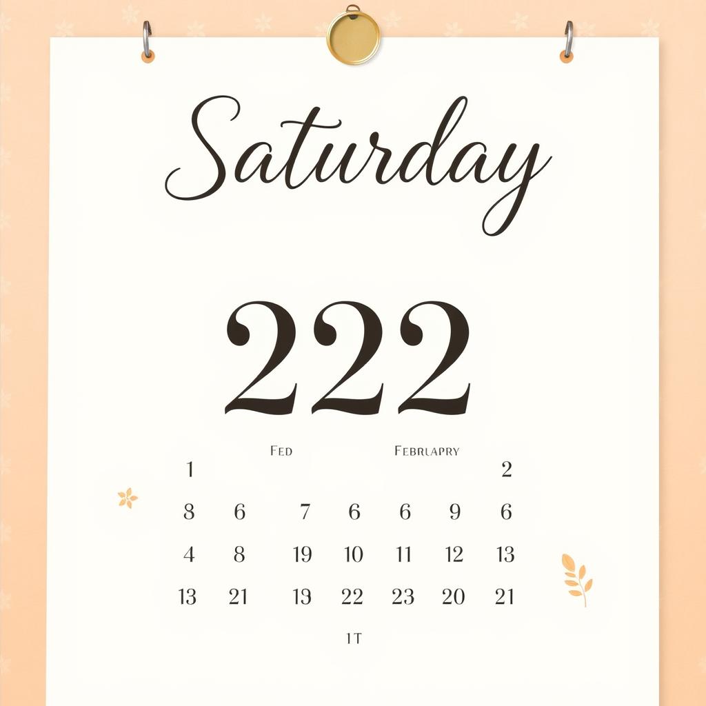 A sleek calendar page showcasing 'Saturday 22nd February'