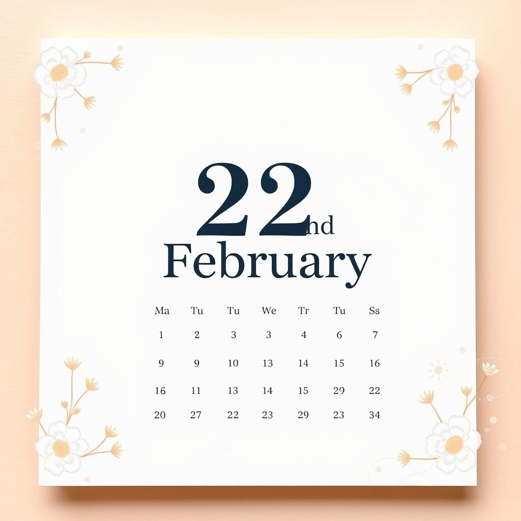 A beautifully designed calendar page showcasing '22nd February'