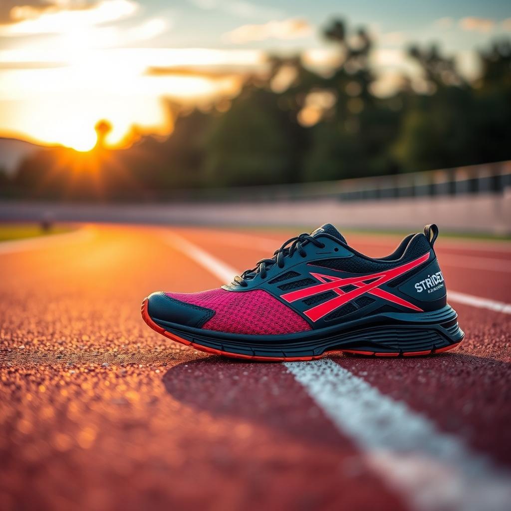 A captivating image of the StrideX running shoes showcased on an outdoor running track