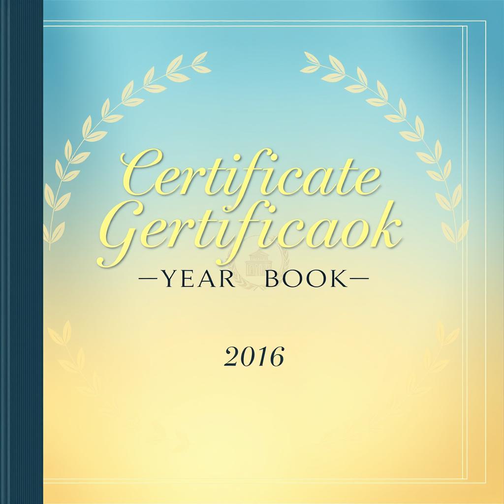 A beautiful and elegant cover design for a certificate yearbook, featuring the title prominently displayed in an artistic font