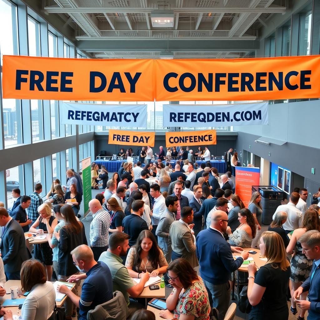 A vibrant and lively scene showcasing a free day conference