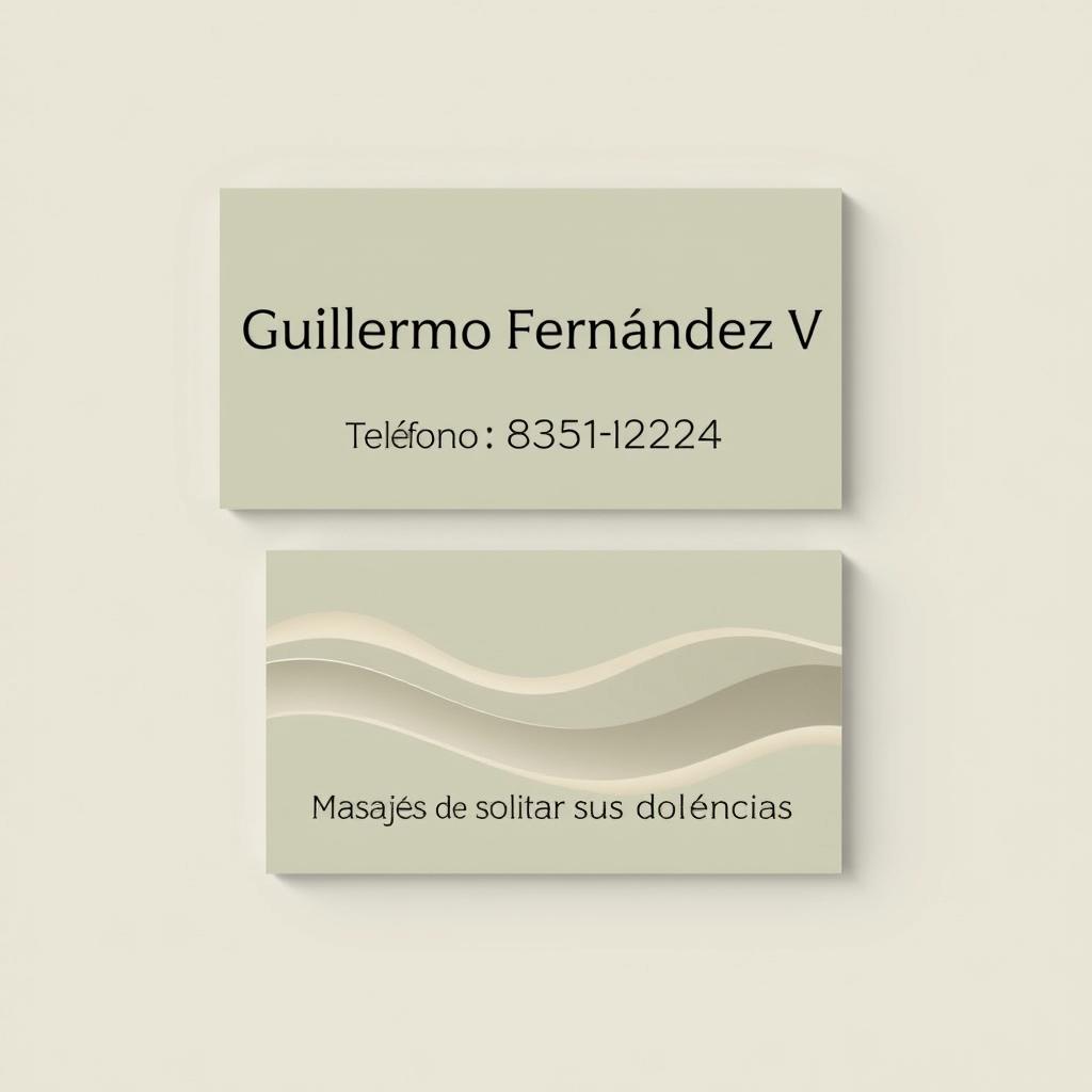 Business card design for Guillermo Fernández, featuring the text 'Guillermo Fernández V' prominently at the top