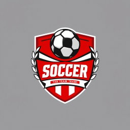 Design a dynamic and bold logo for a school soccer team featuring a soccer ball at the center surrounded by a shield