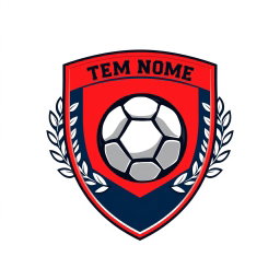 Design a dynamic and bold logo for a school soccer team featuring a soccer ball at the center surrounded by a shield