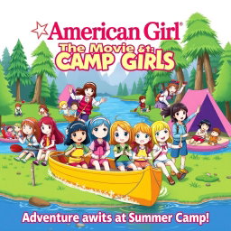A vibrant and engaging movie poster for 'American Girl The Movie: Camp Girls', released in 2008