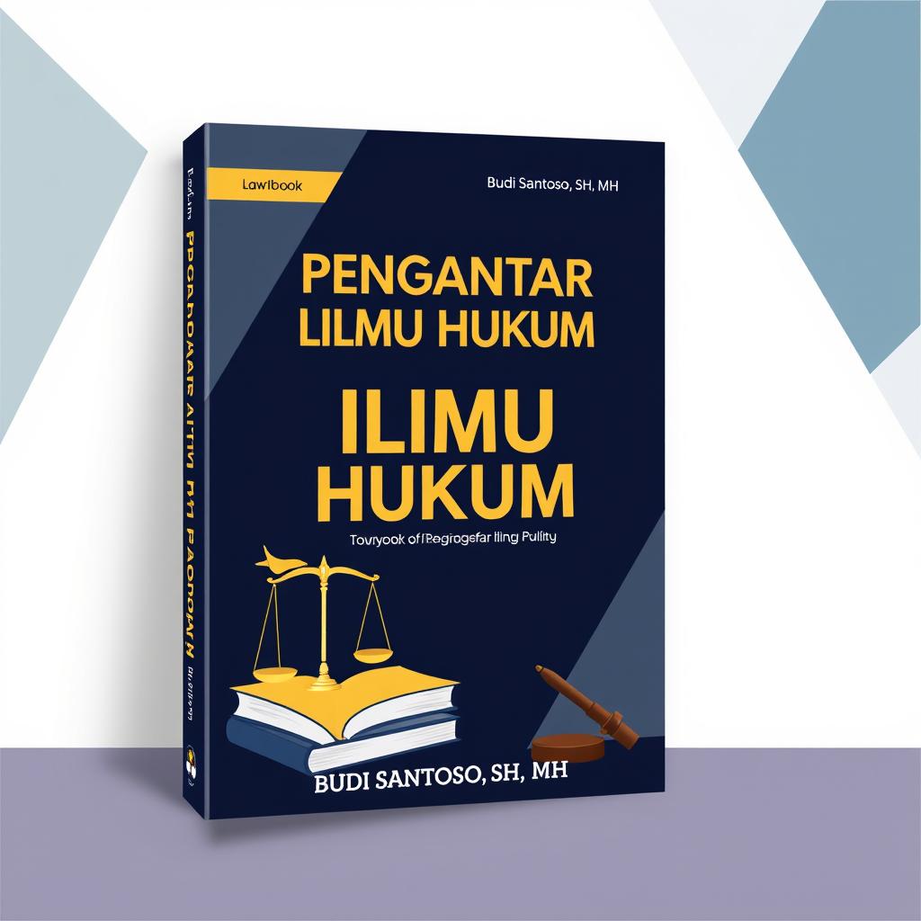 Cover design for a law textbook titled 'Pengantar Ilmu Hukum' by Budi Santoso, SH