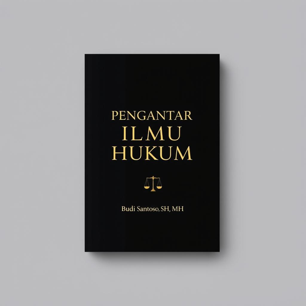 A sleek and modern black cover design for the book 'Pengantar Ilmu Hukum' by Budi Santoso, SH