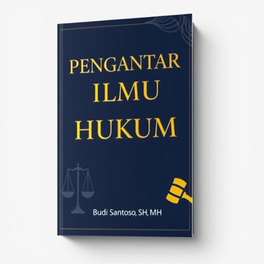 A refined and elegant book cover for 'Pengantar Ilmu Hukum' by Budi Santoso, SH