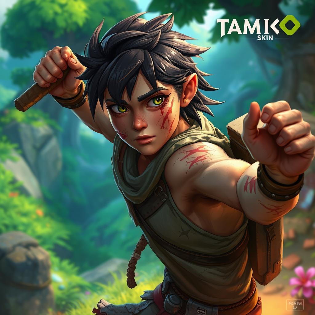 A detailed depiction of a skin in the game Taming IO, showcasing a character with a wounded appearance