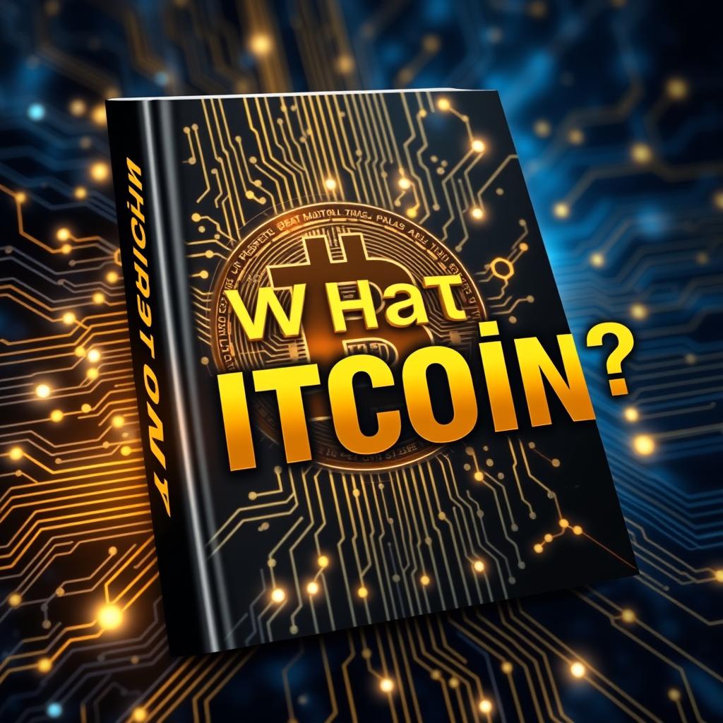 A captivating book cover design titled 'What is Bitcoin?'