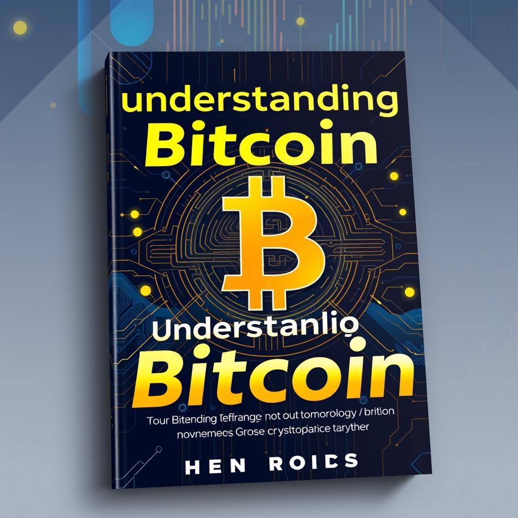 A beautifully designed book cover about Bitcoin, with a modern and digital aesthetic