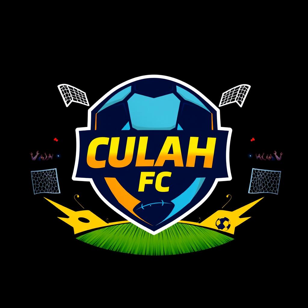 A dynamic and eye-catching profile picture for CULAH FC, featuring a bold logo that combines elements of a football (soccer ball) and a unique emblem representing the team spirit