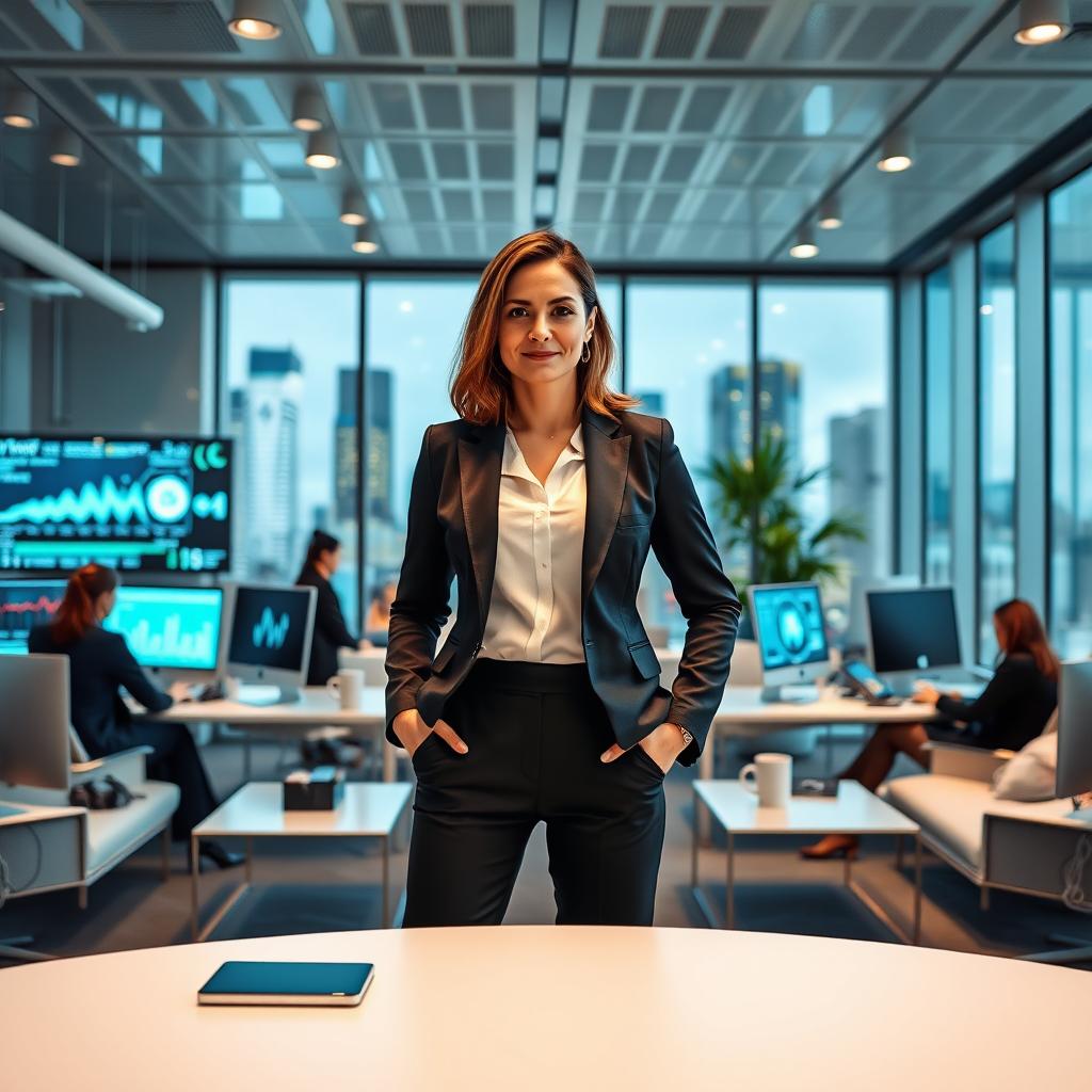 A powerful female leader in a business and IT environment