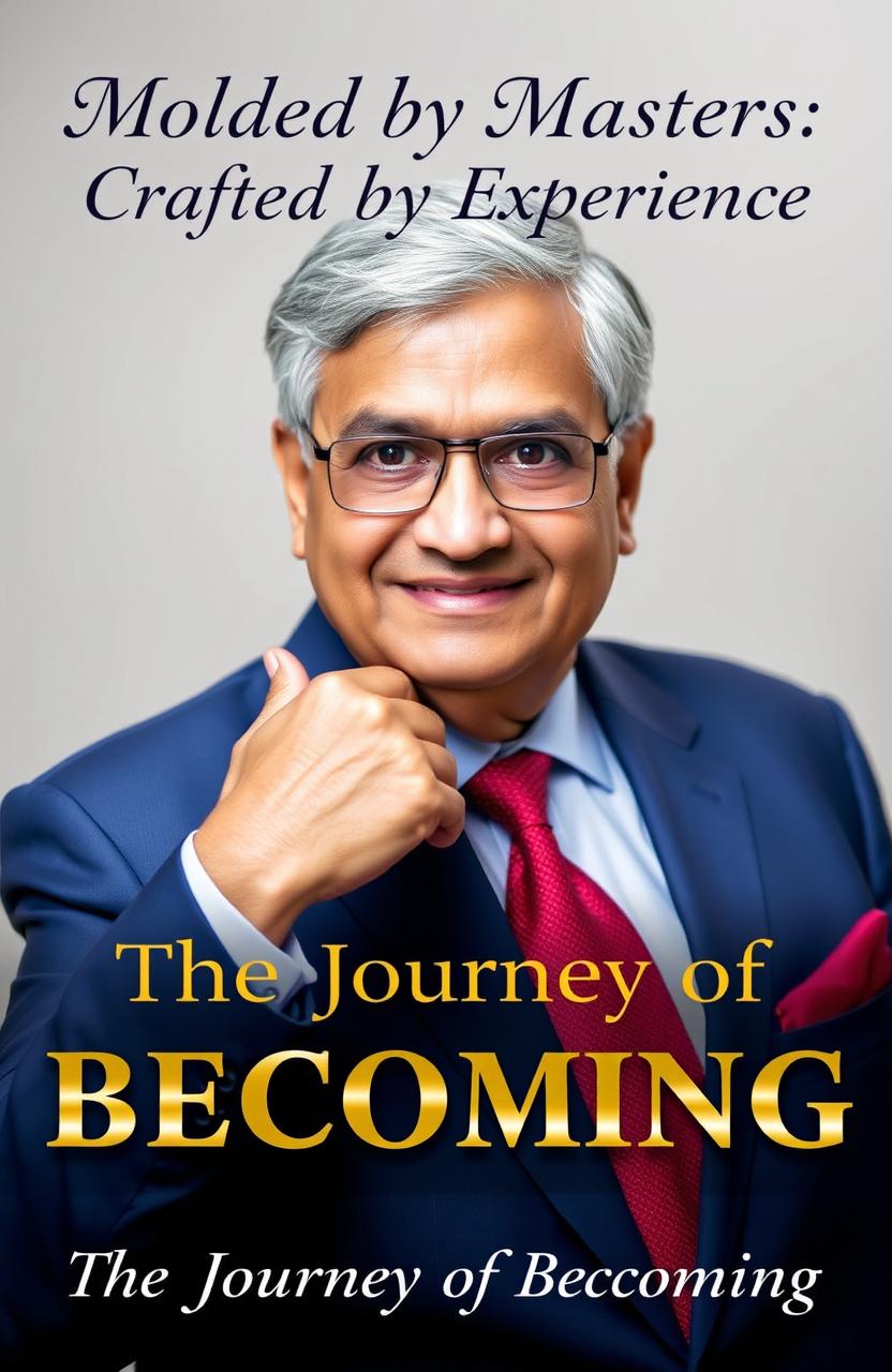 A middle-aged Indian man with short grey hair, wearing a formal blue suit, a red tie, and glasses, posing with his back of the palm under his chin