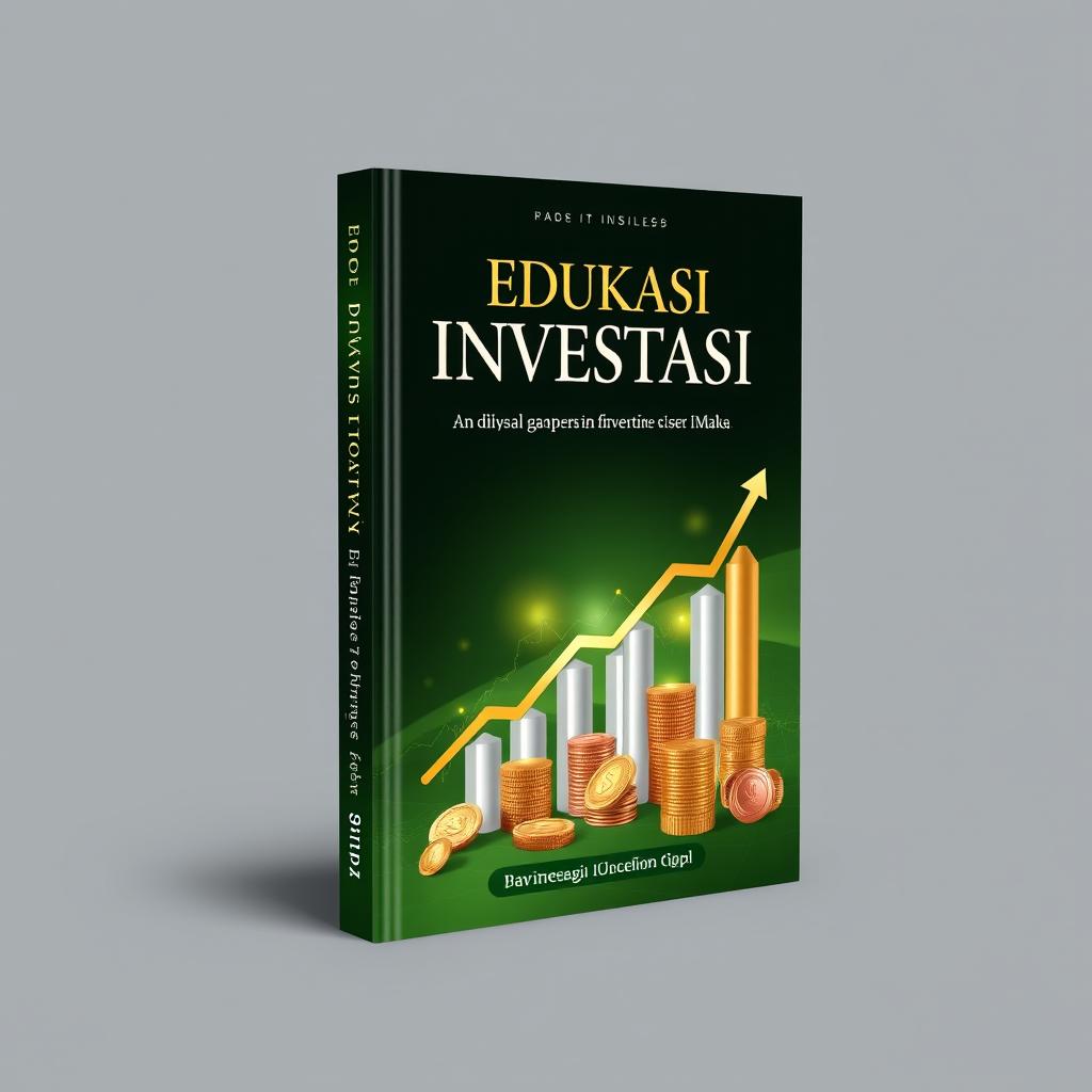 A book cover design titled 'Edukasi Investasi', featuring a modern, sophisticated style