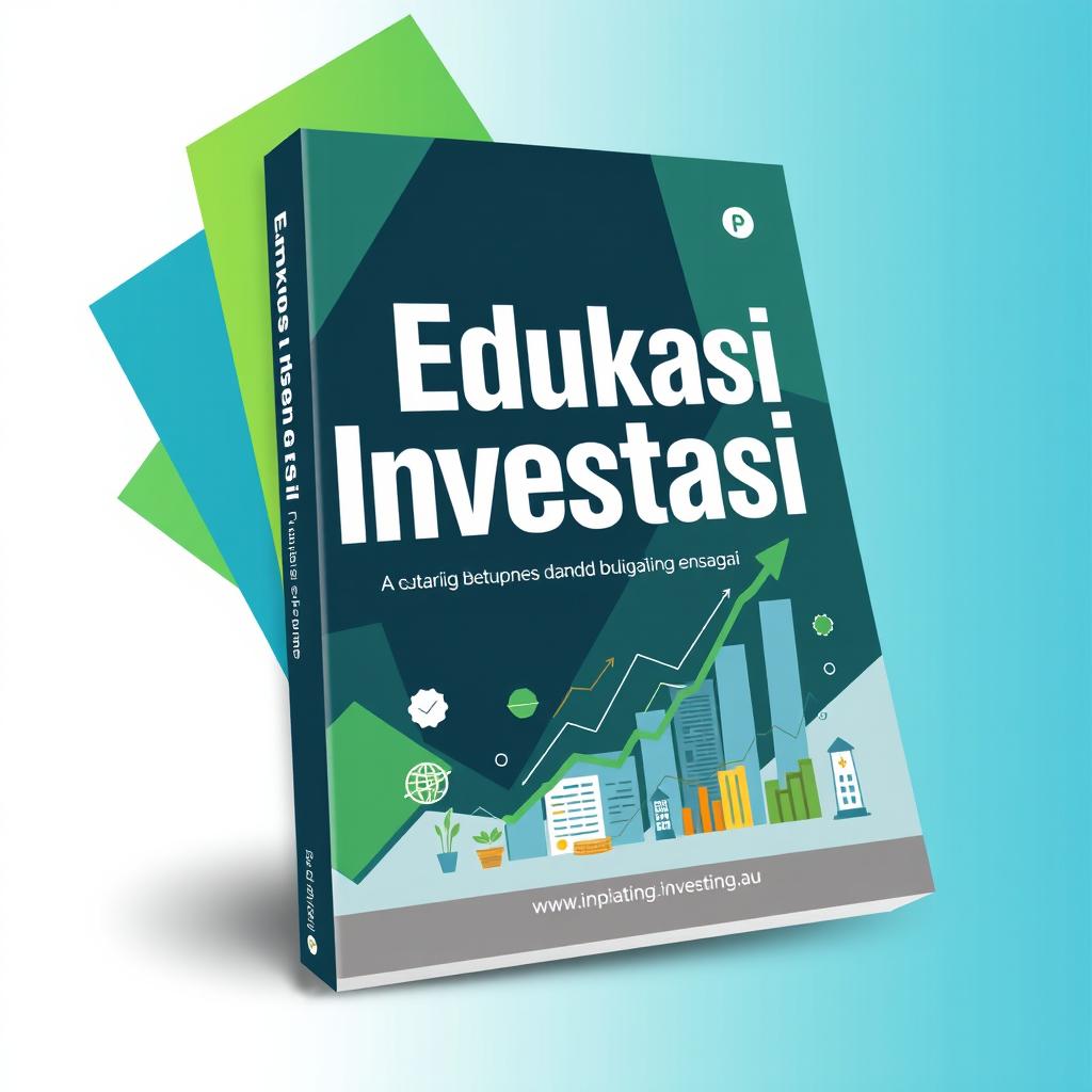 A visually appealing book cover design titled "Edukasi Investasi" featuring a modern, sleek design