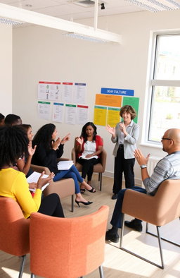 A scene depicting a diverse group of students engaging in a Sign Language Interpreter course