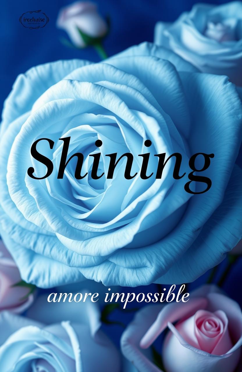 A beautiful graphic of a vibrant light blue rose with the word 'Shining' prominently displayed in large, solemn font in the center
