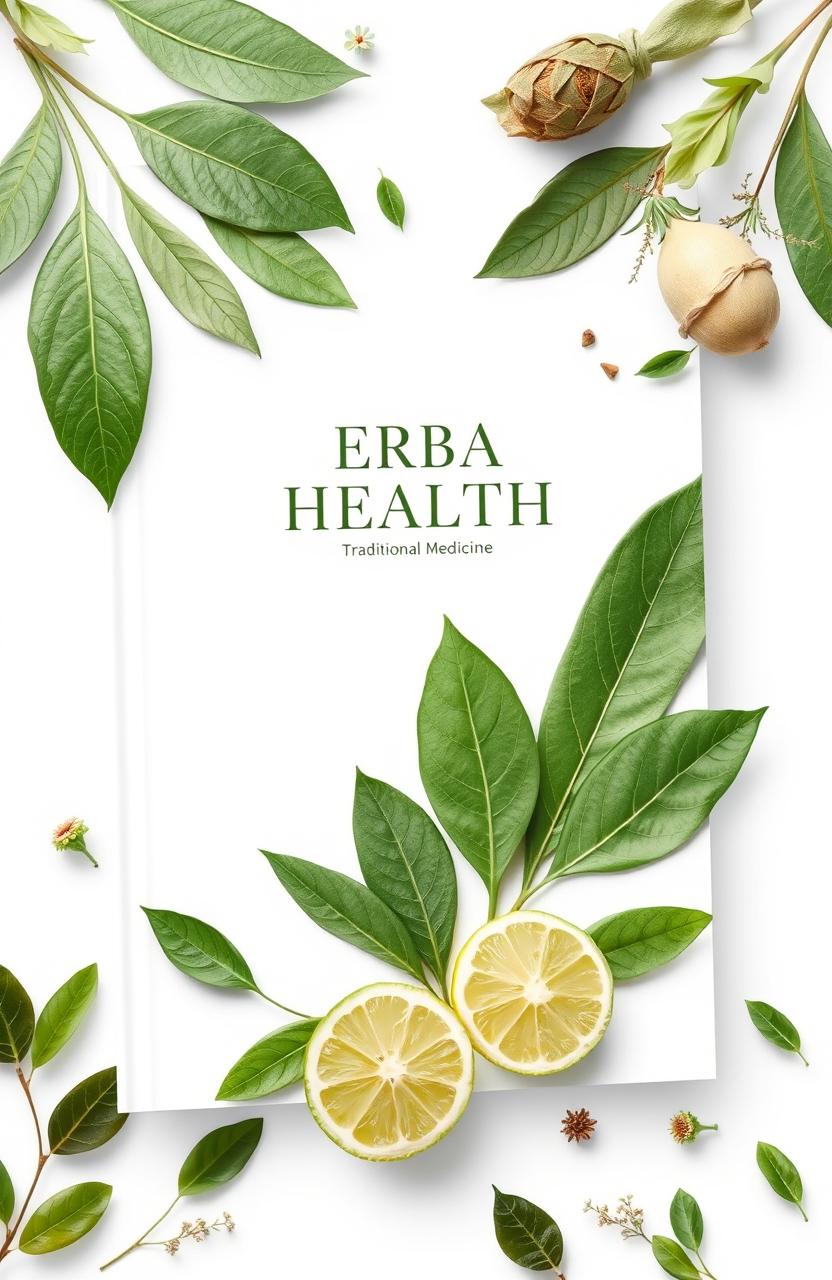 A professional and clean book cover design for a theme on herbal health, inspired by traditional medicine