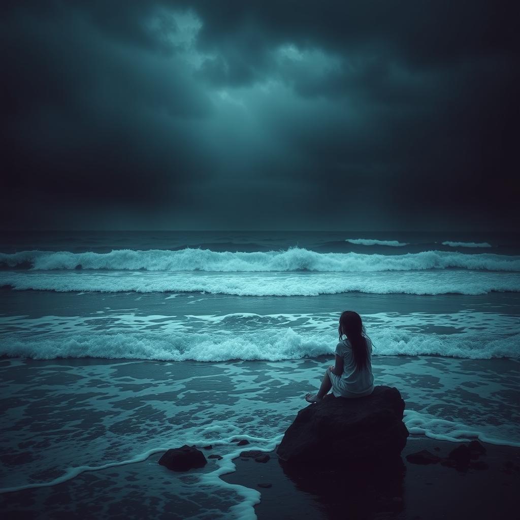 A captivating scene that portrays a dark and moody mental landscape, featuring rich, dark colors that evoke a sense of introspection and mystery