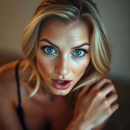 A beautiful 40-year-old woman with an enchanting appearance, facing the camera directly