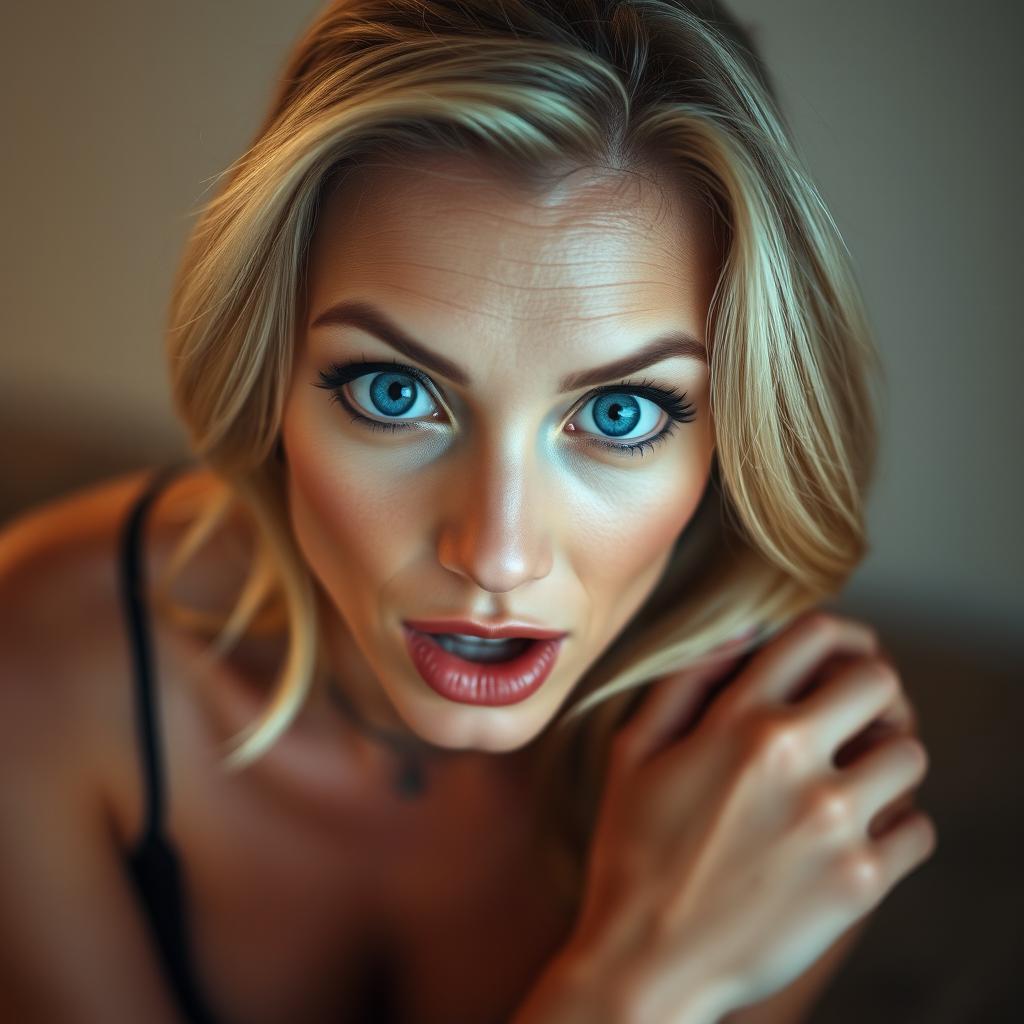 A beautiful 40-year-old woman with an enchanting appearance, facing the camera directly