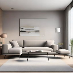 A modern style interior with sleek furniture, minimalist decor, and a muted color scheme.