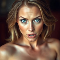 A beautiful 40-year-old woman with a captivating presence, facing the camera directly