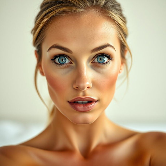 A stunningly beautiful 40-year-old woman, directly facing the camera