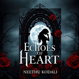 A unique and attractive book cover design for 'Echoes of Heart' by Neethu Kodali, styled as a dark romance