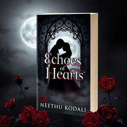 A unique and attractive book cover design for 'Echoes of Heart' by Neethu Kodali, styled as a dark romance