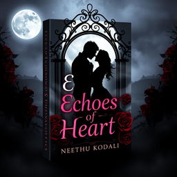 A unique and attractive book cover design for 'Echoes of Heart' by Neethu Kodali, styled as a dark romance