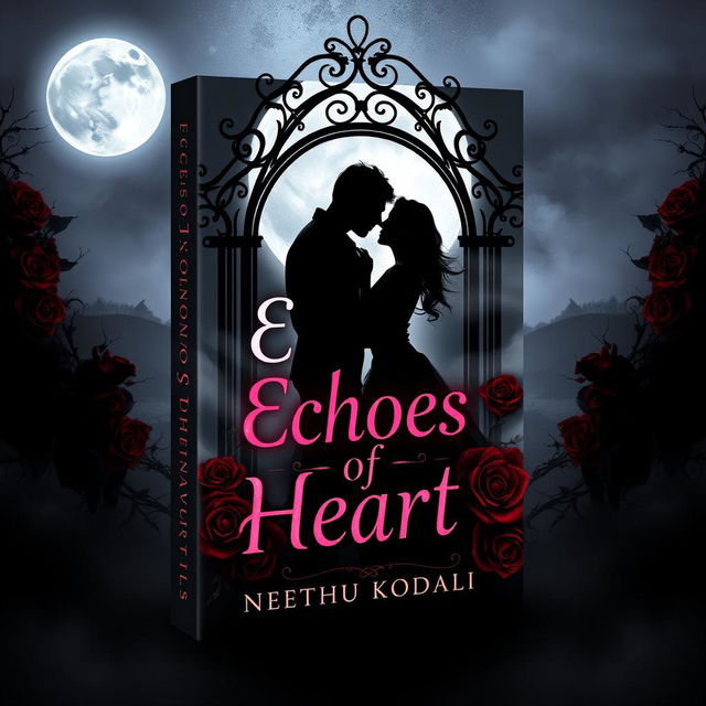 A unique and attractive book cover design for 'Echoes of Heart' by Neethu Kodali, styled as a dark romance