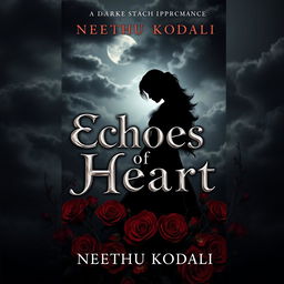 A unique and attractive front cover design for the eBook 'Echoes of Heart' by Neethu Kodali, styled as a dark romance