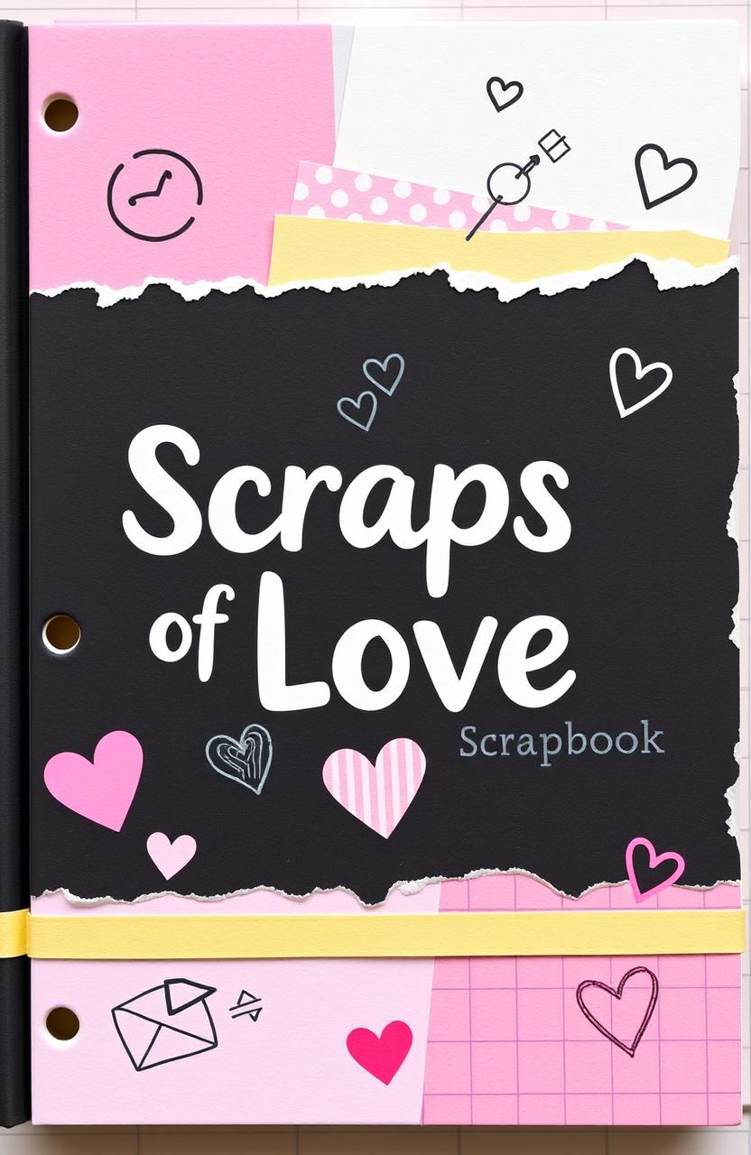 A playful and crafty book cover for a DIY scrapbook titled 'Scraps of Love'