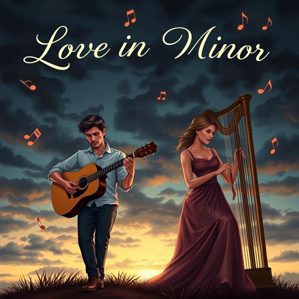 An evocative novel cover illustrating the theme of 'Love in C Minor