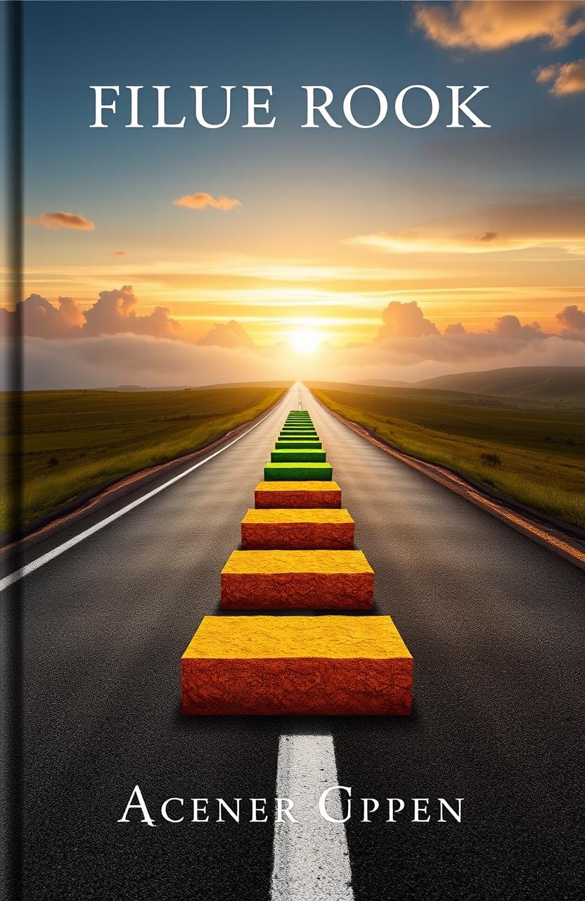 A captivating book cover design featuring a mysterious road stretching into the distance, with five distinct steps leading away from the viewer
