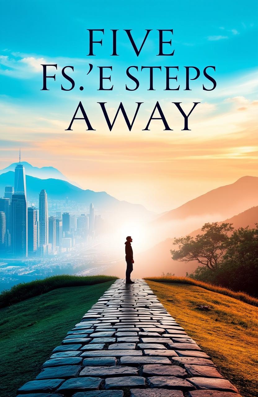 A captivating book cover for a novel titled 'Five Steps Away'